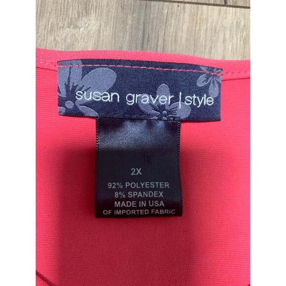 Susan Graver Style Women's Plus Size 2X Long Sleeve V-Neck Top 92% Polyester 8% - Picture 2 of 3